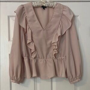 Elegant Pink Ruffle Blouse